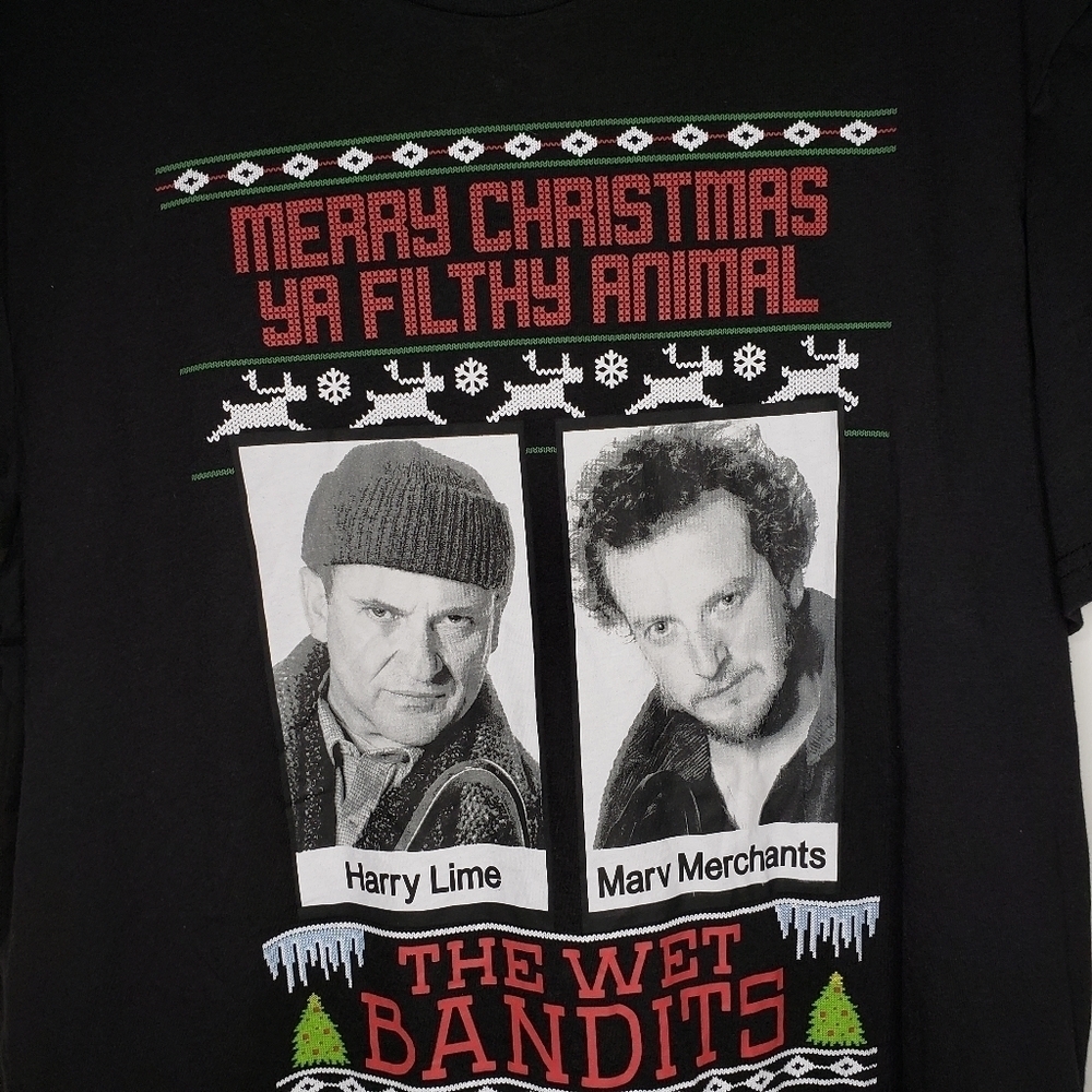 Black Graphic Tee - The Wet Bandits Design - Picture 2 of 4